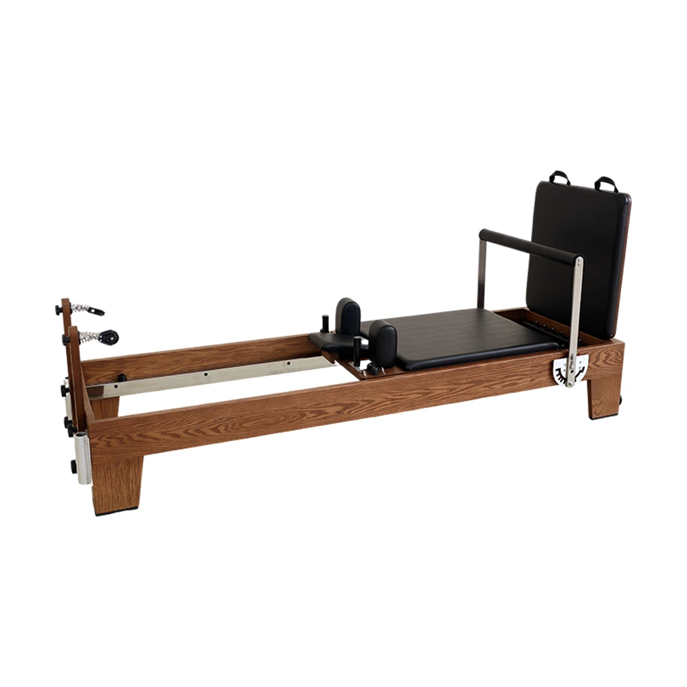 SourcePro Walnut Wood Reformer detail photo 2 — Solid Hardwood construction close-up